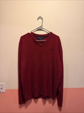 U.S. Polo Assn. Men's V-Neck Sweater in Wine Red